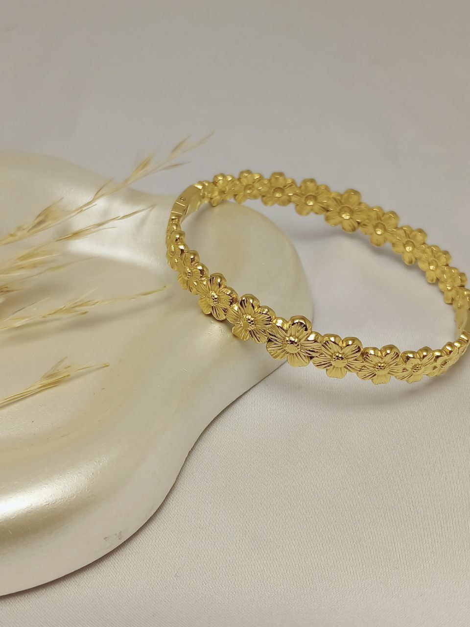 Gold Plated Flower Bangle