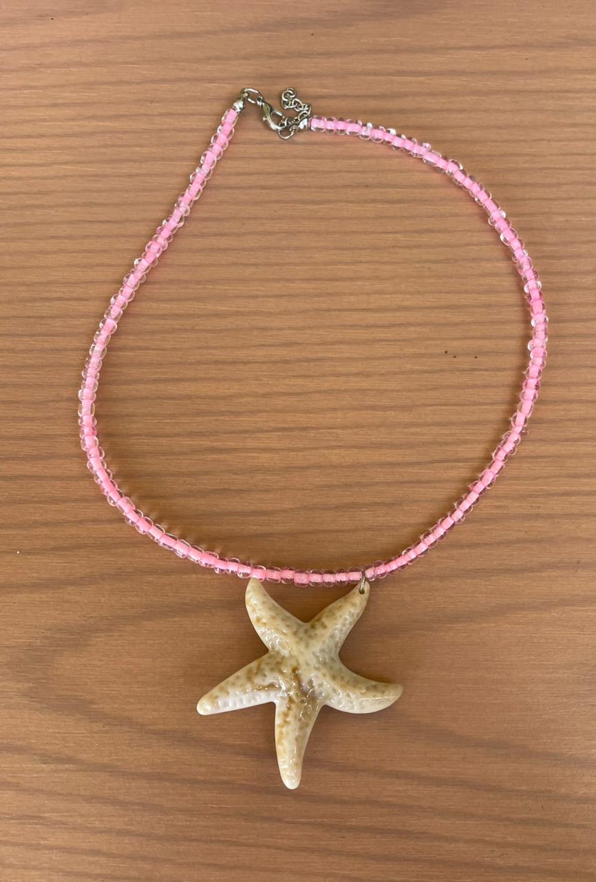 Star Fish Necklace -Pink Beads