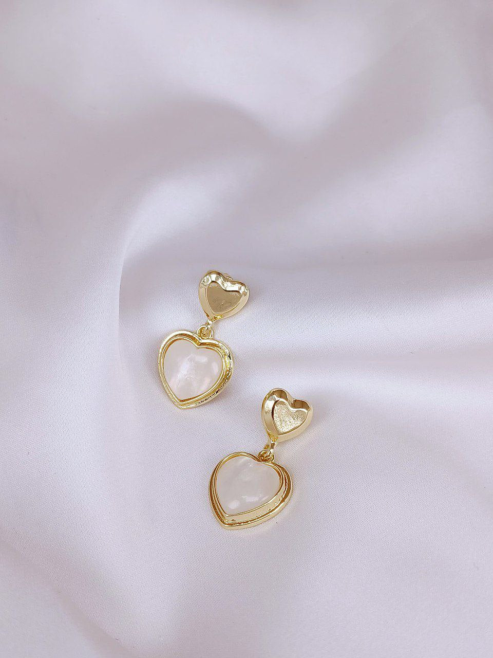 Gold Plated White Stone - Earring