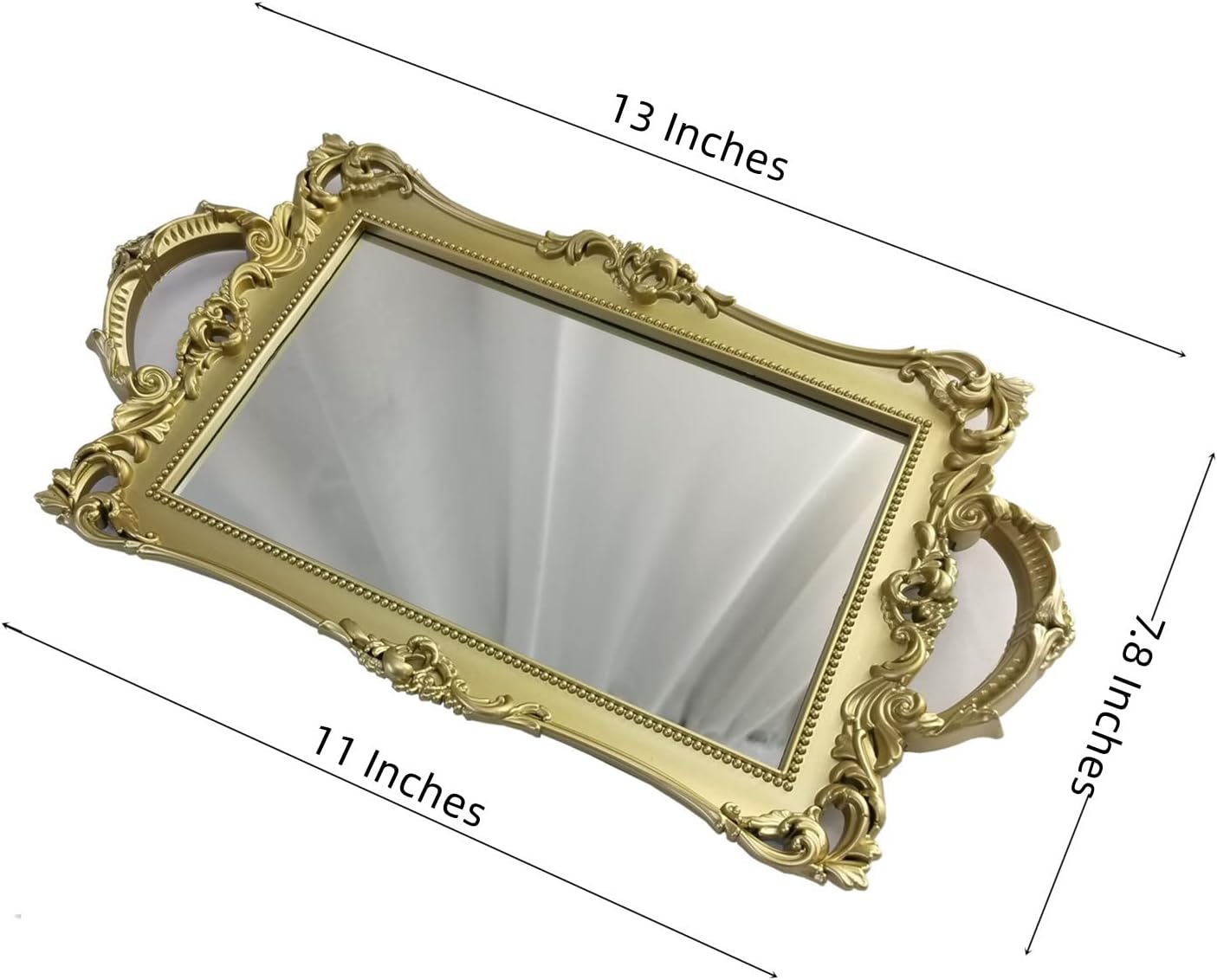 Plastic Mirror Tray- Gold