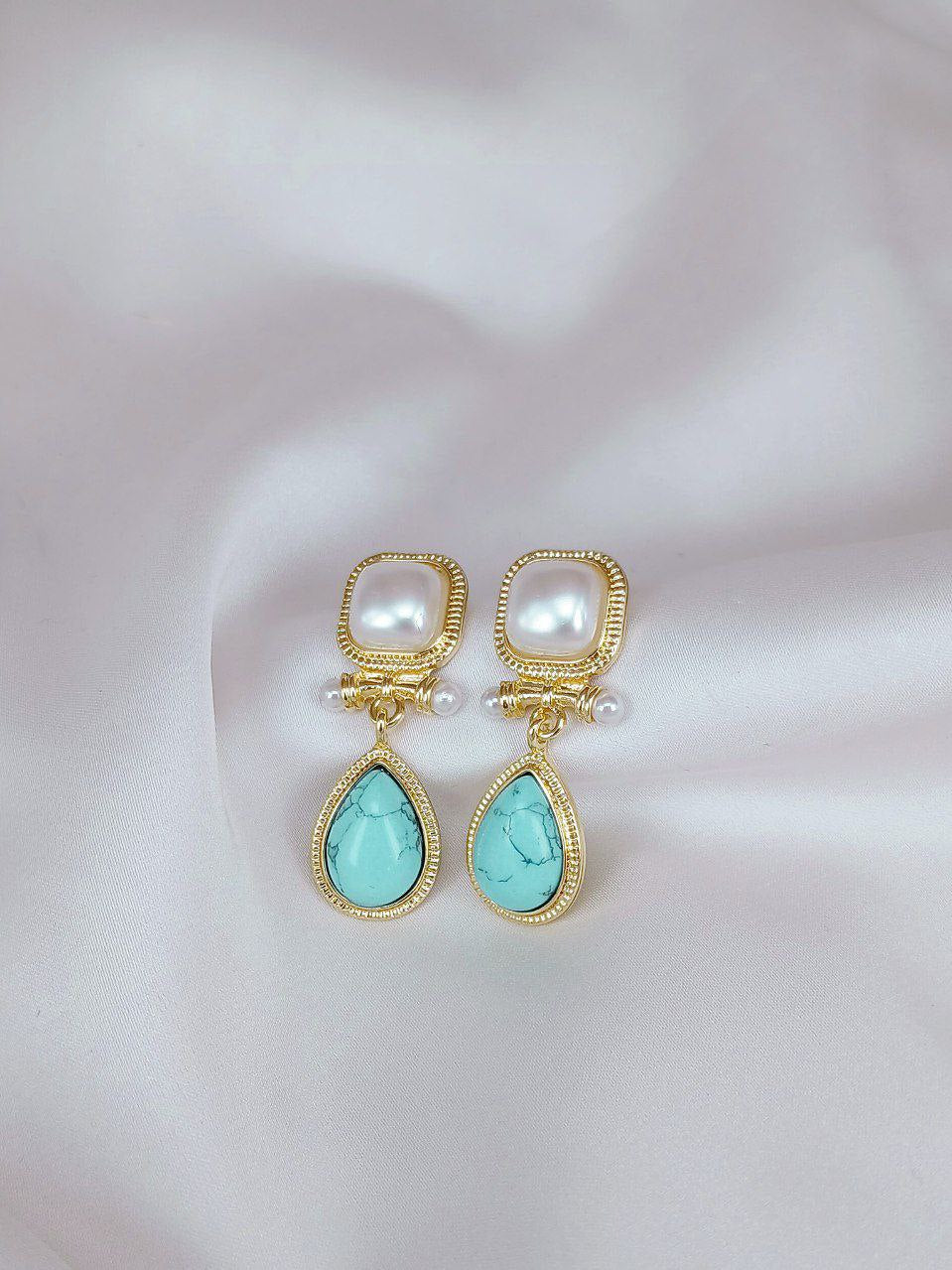 Gold Plated Light Blue - Earring