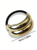 Elegant Gold Metallic Hair Scrunchies - 3
