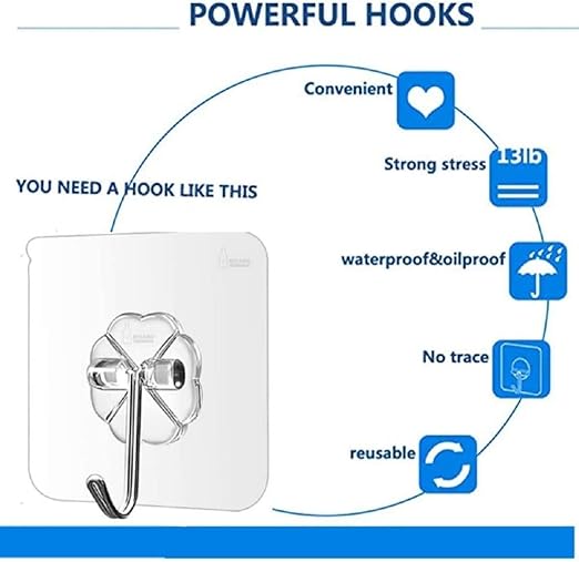 Self Adhesive Plastic Wall Hooks-1Pcs