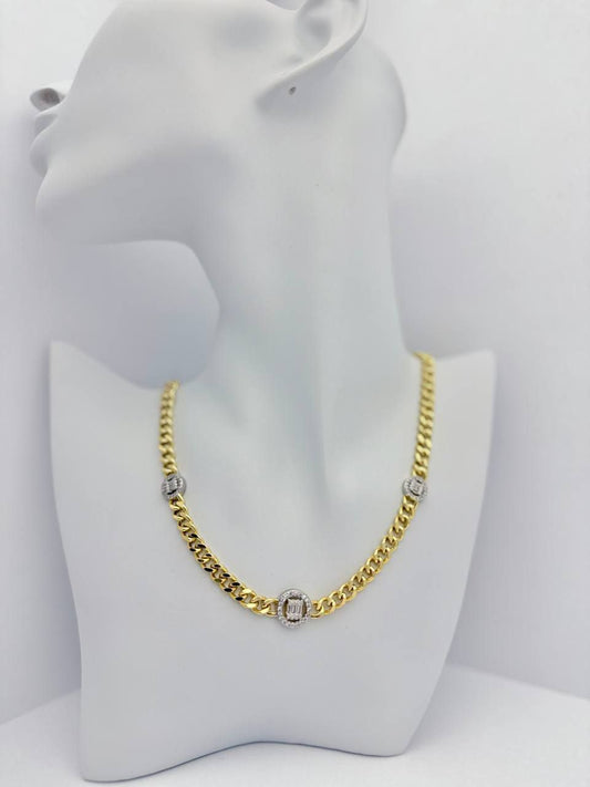 Gold Plated Necklace -multi-stone - 1