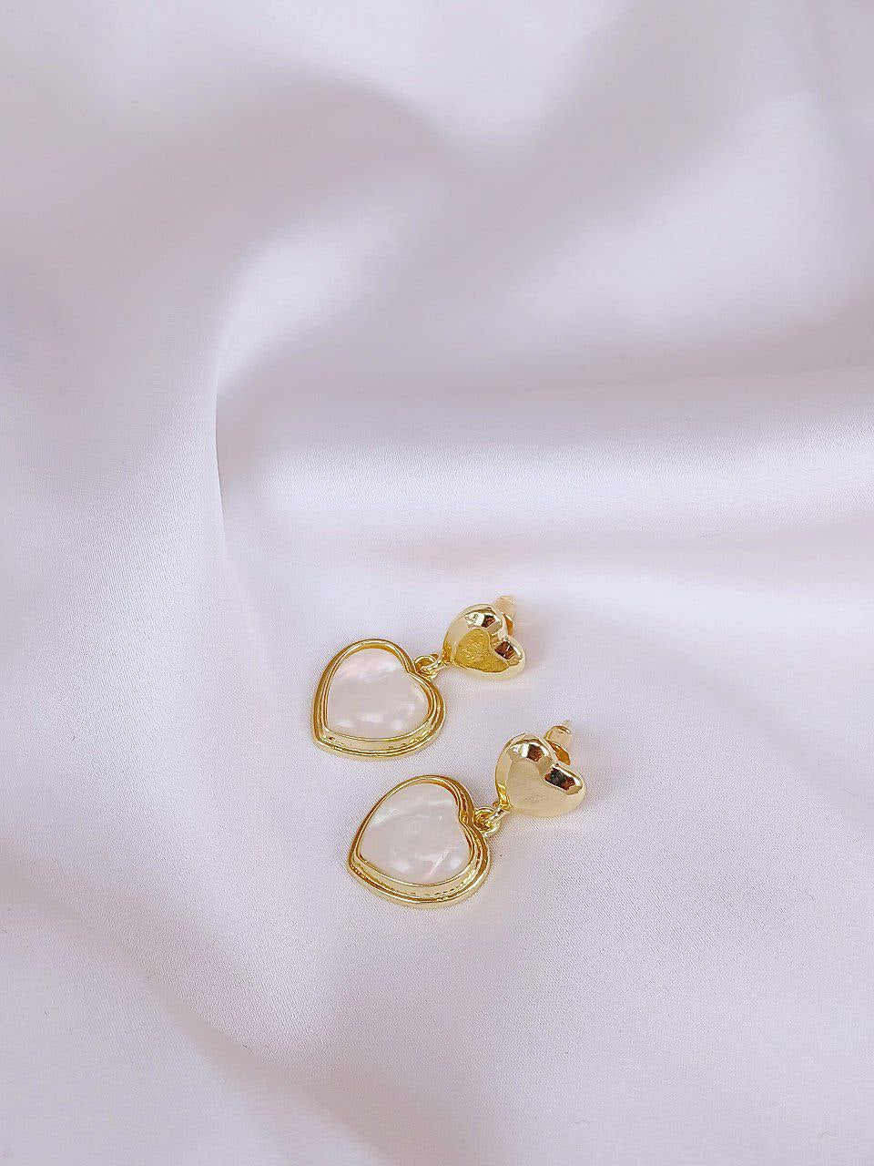 Gold Plated White Stone - Earring