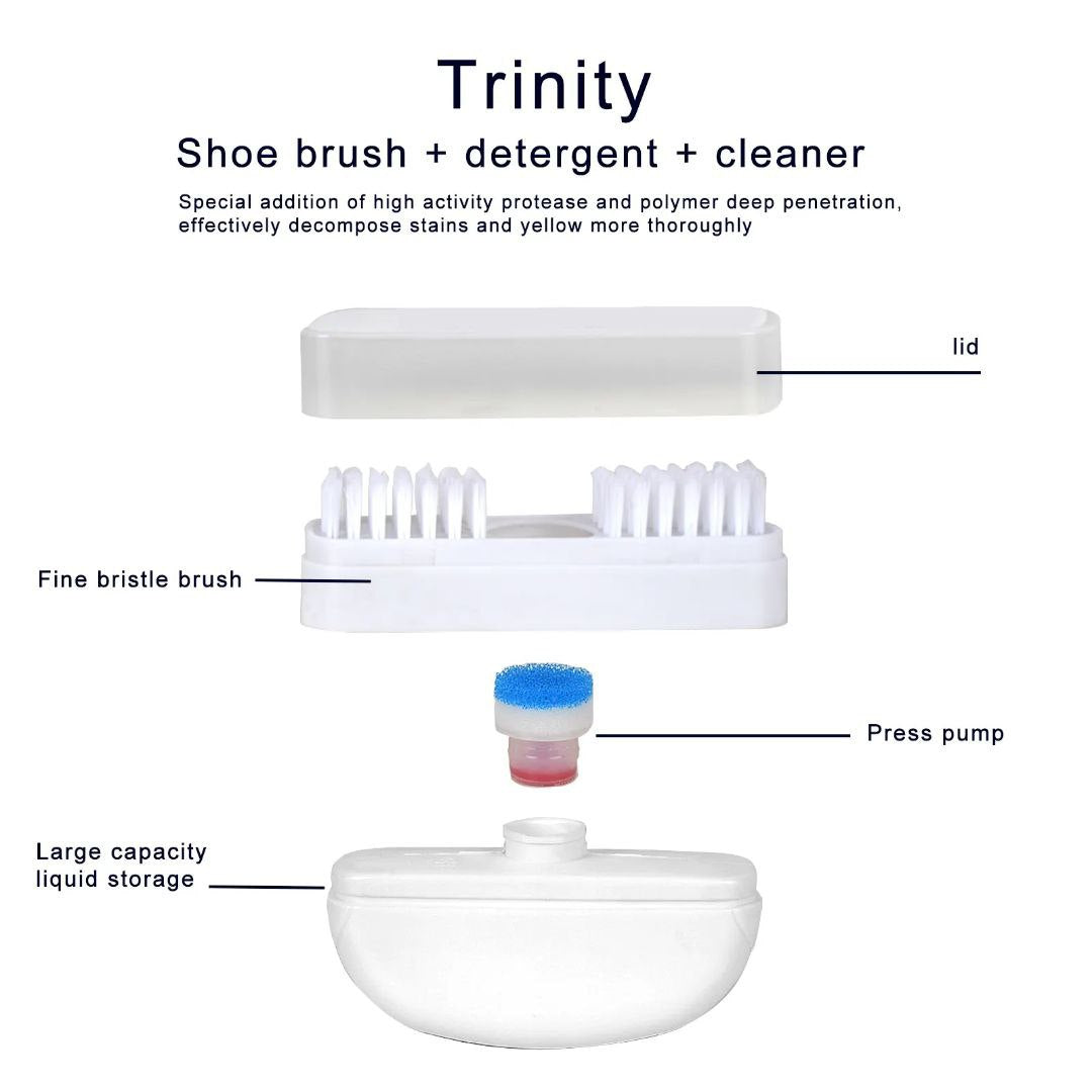 HAPPY HOME White Shooz Cleaning Brush with Cleaning Liquid