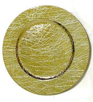 Decorative Round Plastic Tray - Gold