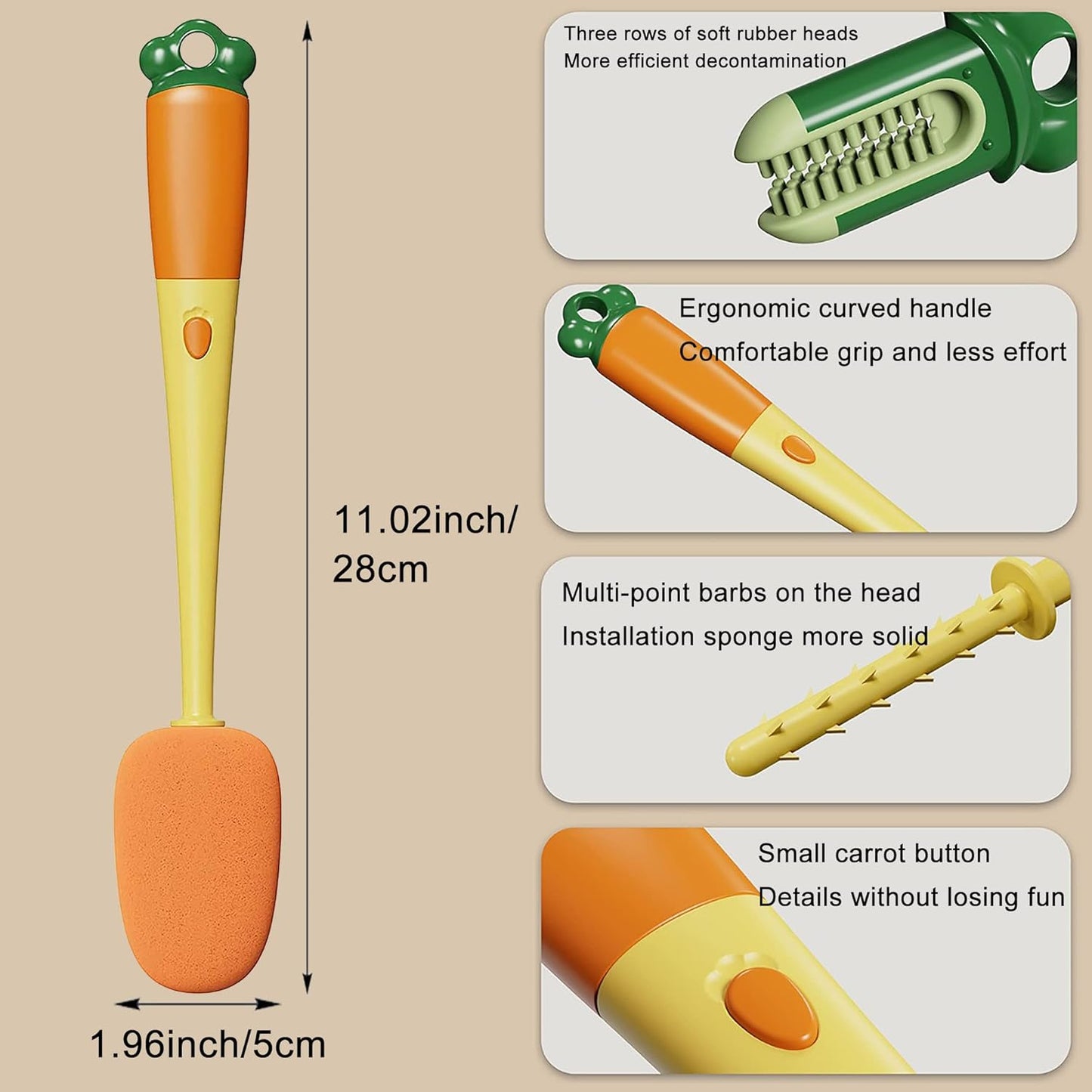 Multifunctional Cleaning Brush in Carrot Shape