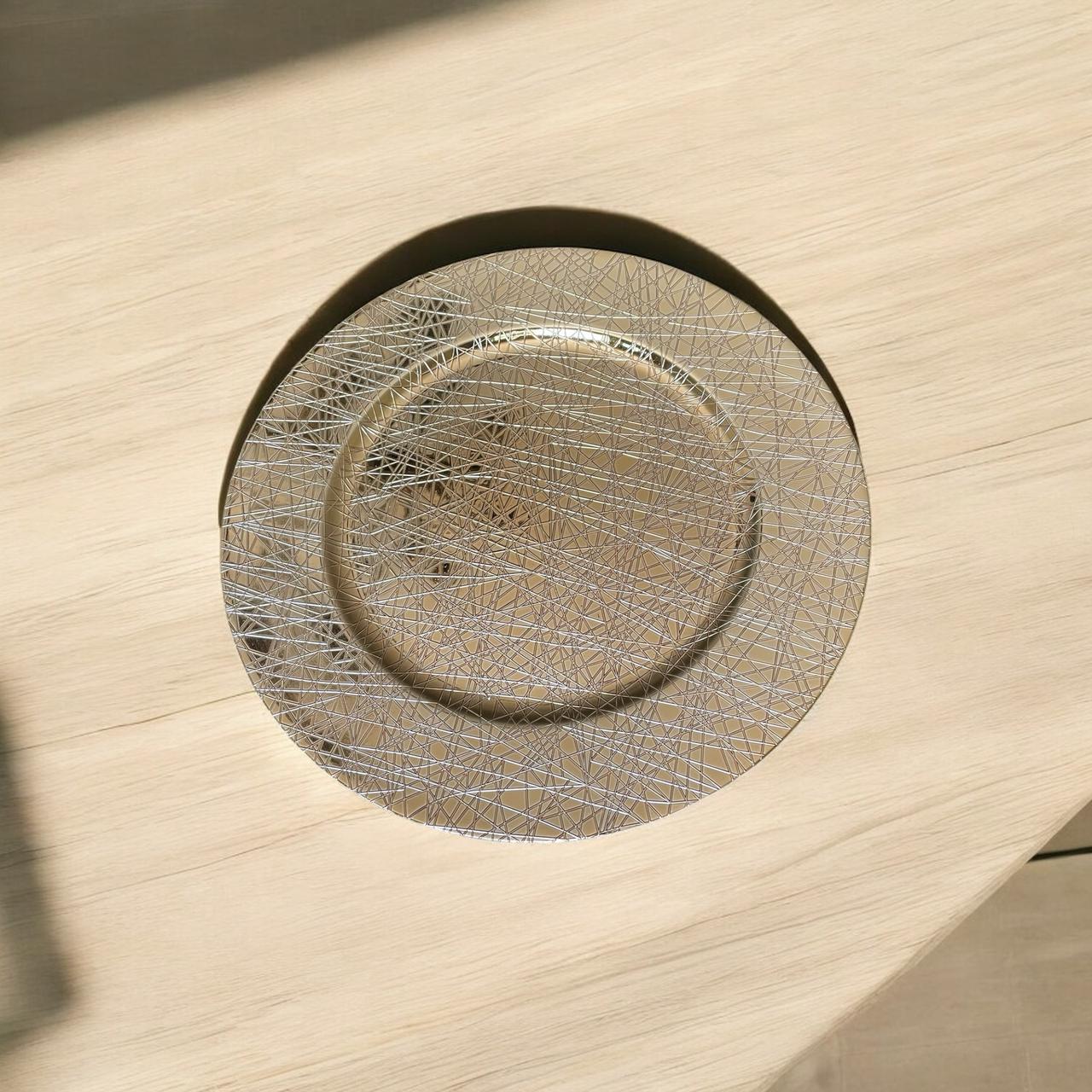 Decorative Round Plastic Tray - Gold