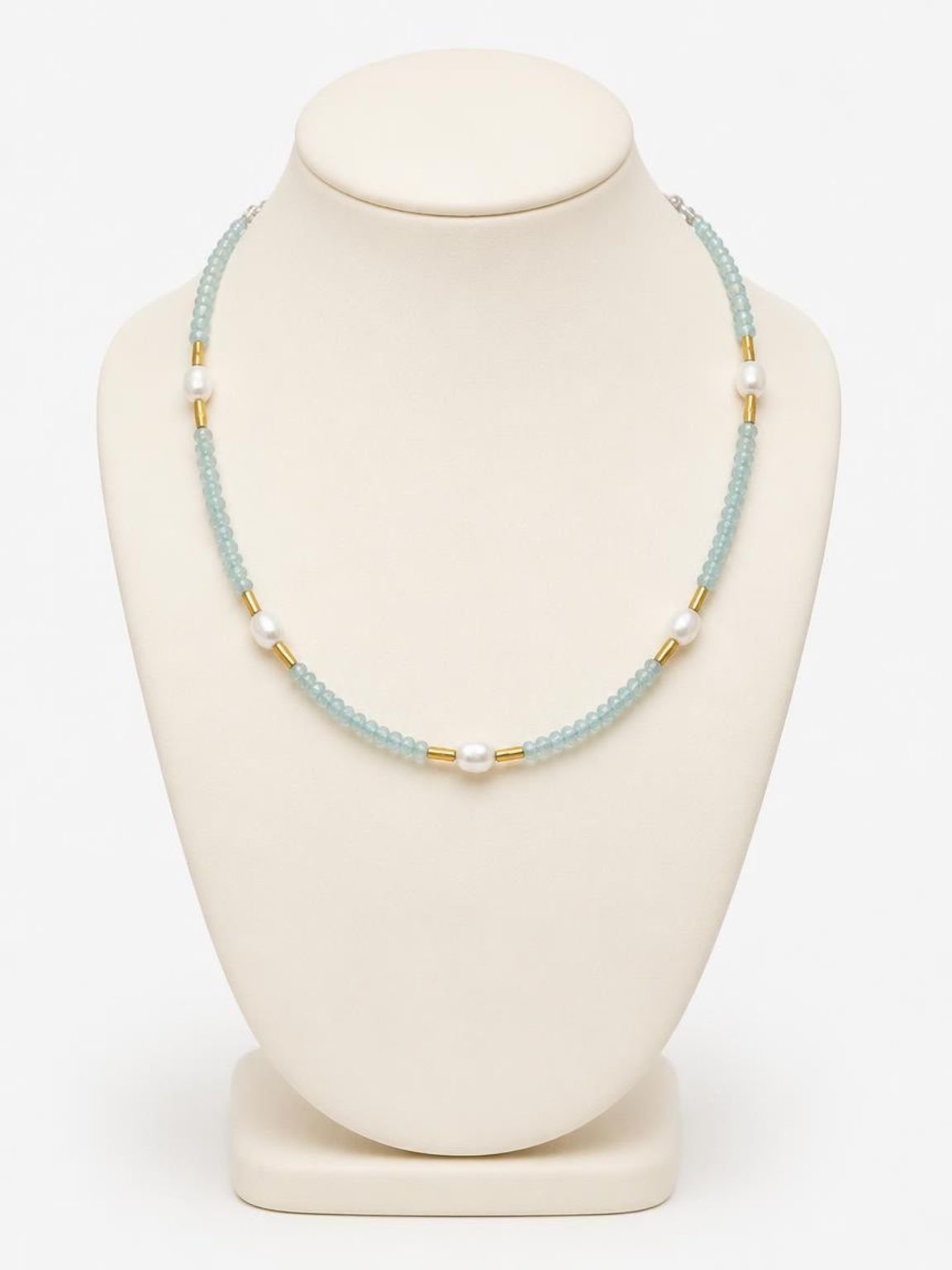 Light Blue with pearls- Necklace
