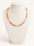 Orange with pearls - Necklace