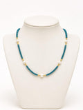 Blue with Pearls- Necklace