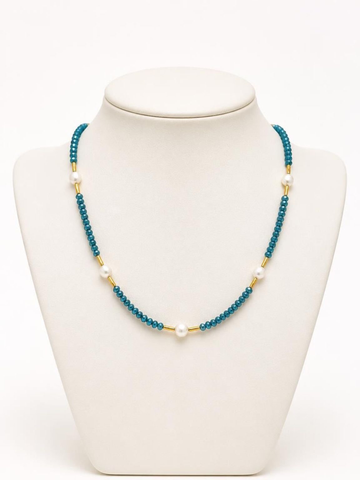 Blue with Pearls- Necklace