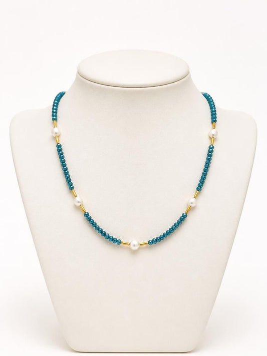 Blue with Pearls- Necklace
