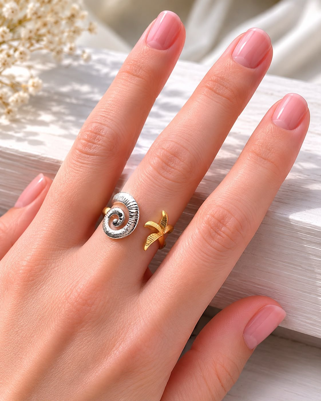 Snail and Star Ring ( Free size)