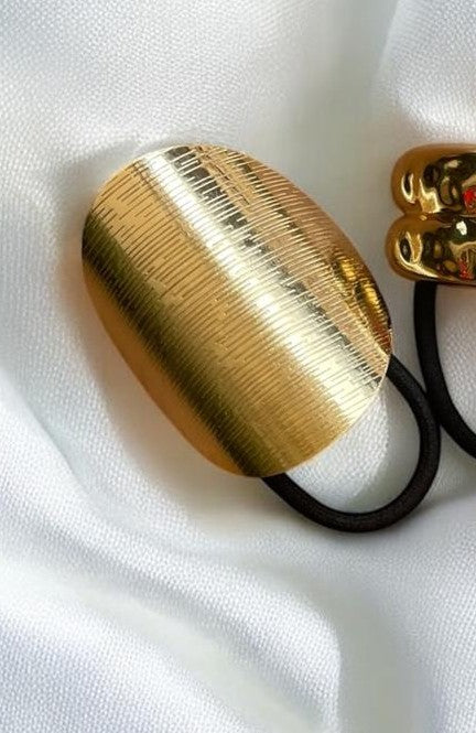 Elegant Gold Metallic Hair Scrunchies - 1