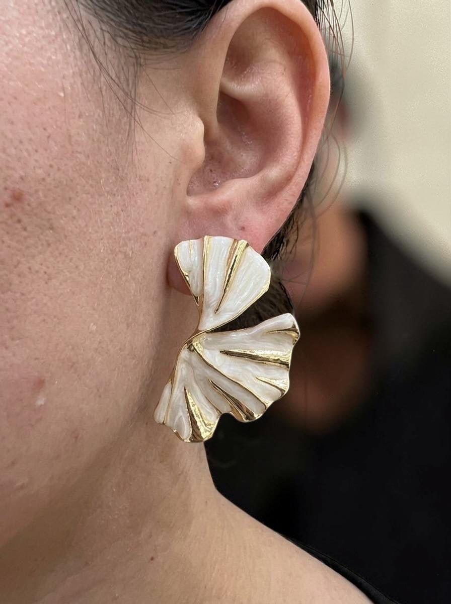 Half Flower Earring - White