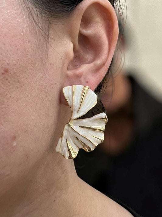 Half Flower Earring - White