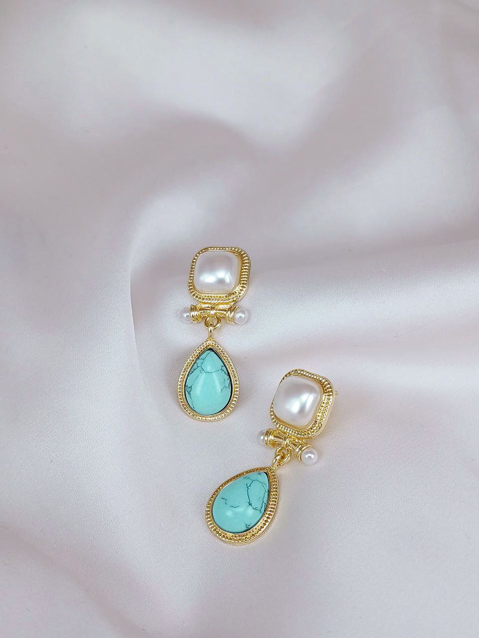 Gold Plated Light Blue - Earring
