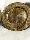 Decorative Round Plastic Tray - Gold - Circles