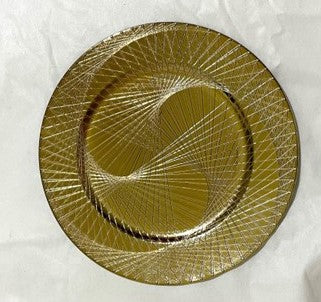 Decorative Round Plastic Tray - Gold