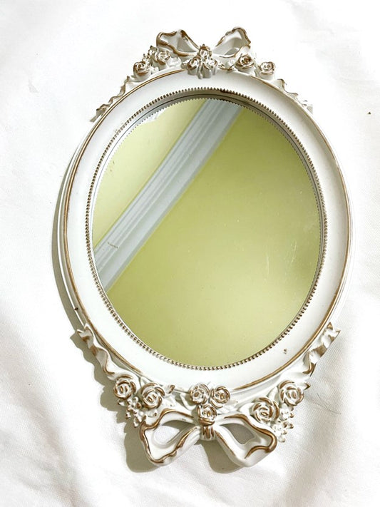 Plastic Mirror Tray- White Flower