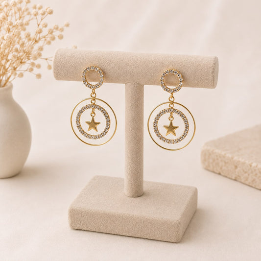 Circle with Star Earring - Gold
