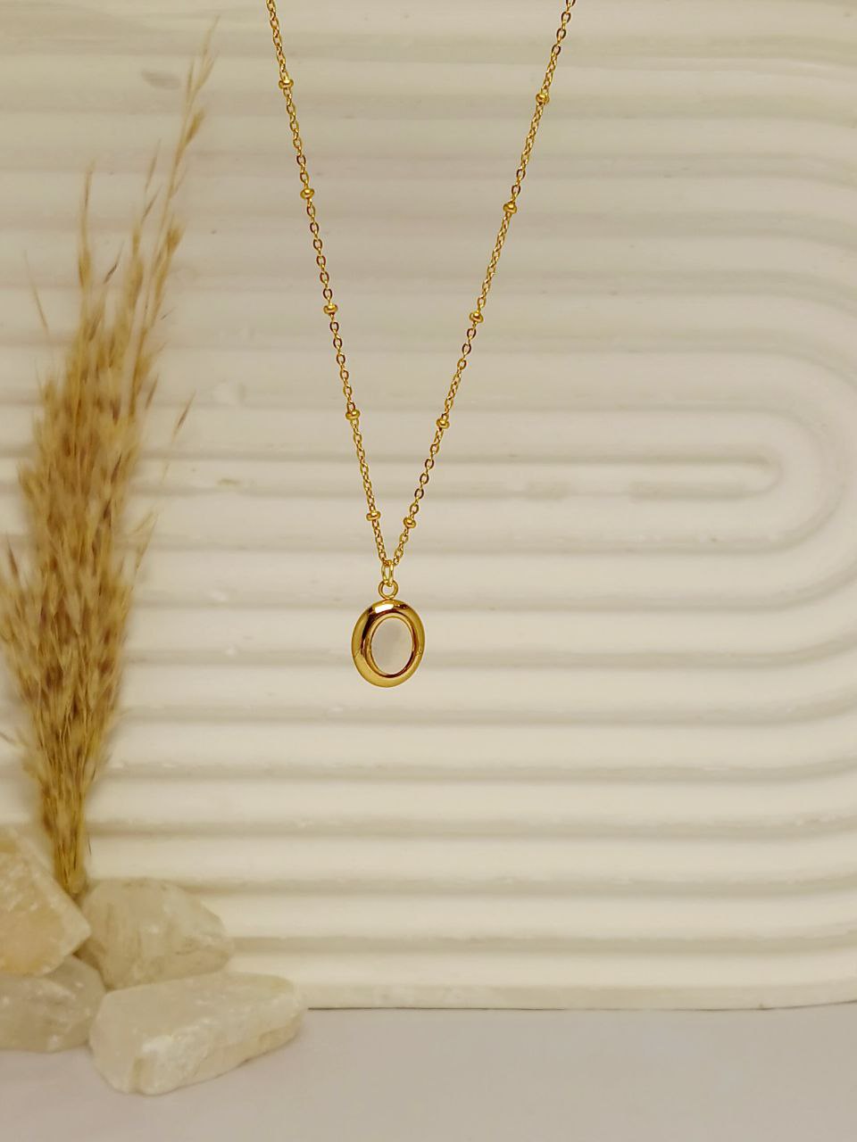 White Oval Necklace
