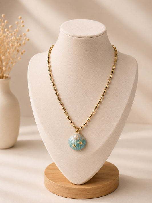 Sea Shell Necklace - Blue