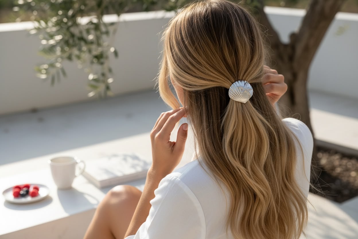 Sea Shell Metalic Hair Scrunchies