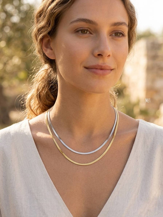 Silver and Gold Necklace - 2 Layer