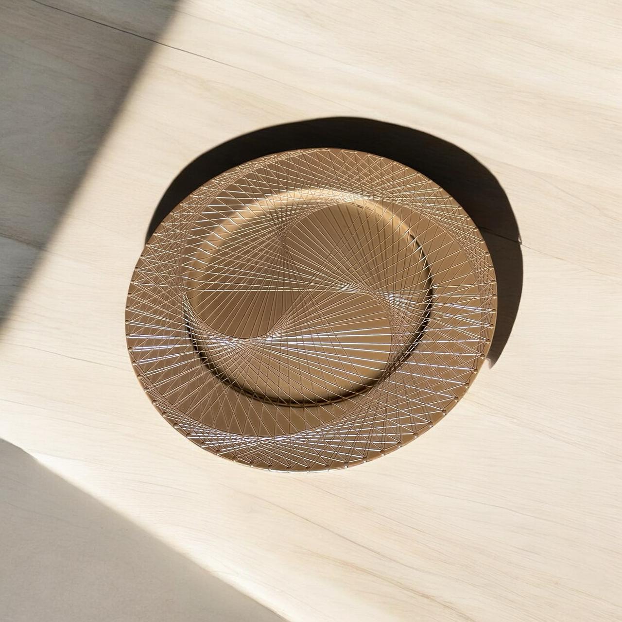 Decorative Round Plastic Tray - Gold