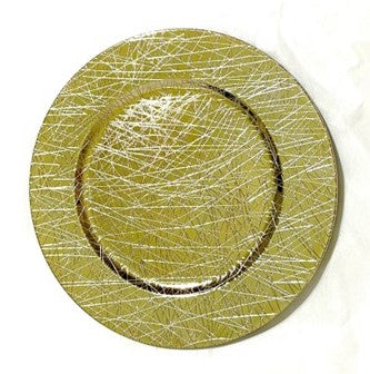 Decorative Round Plastic Tray - Gold