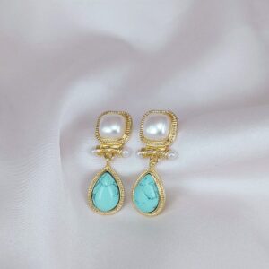 Gold Plated Light Blue - Earring