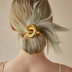 Elegant Gold Metallic Hair Scrunchies