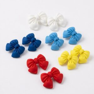 Dark Blue Bow - Earring