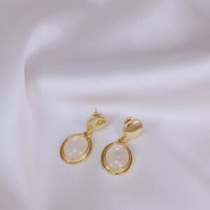 Gold Plated White Stone - Earring