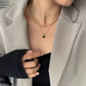 Double - Black Stone Necklace