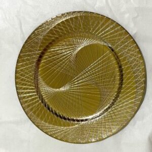 Decorative Round Plastic Tray - Gold