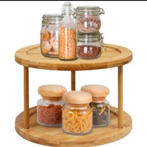 Bamboo Turntable Organizer - 2  Rack
