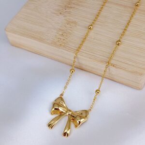 Bow Necklace with Beads