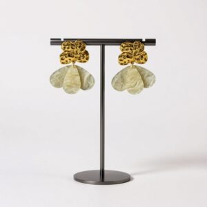 Gold & White Acrylic Earring