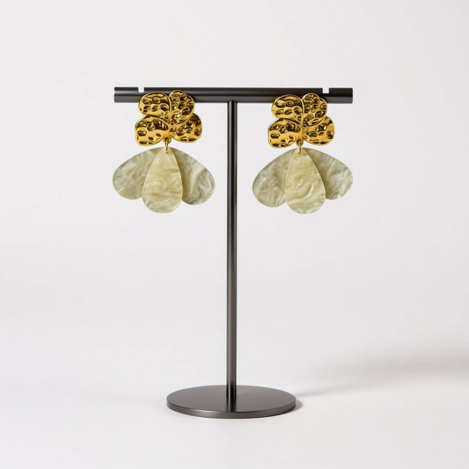 Gold & White Acrylic Earring